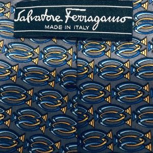 Salvatore Ferragamo Silk Tie: Geometric Fish Print